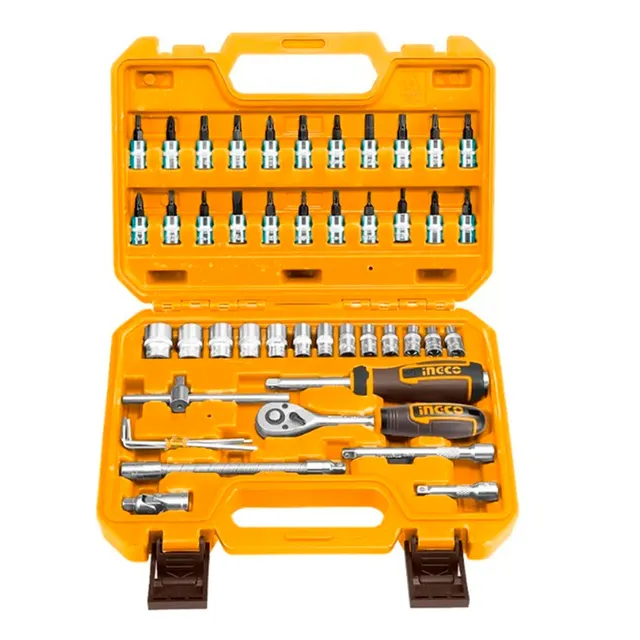 Juego Dados C/chicharra Ingco 1/4 Dr Jgo 46 Pzs Color Amarillo
