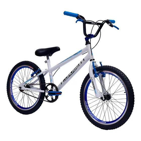 Bicicleta Infantil Aro 20 Meninos Com Rodinha De Treinamento Cor Branco-Azul Tamanho do quadro Único
