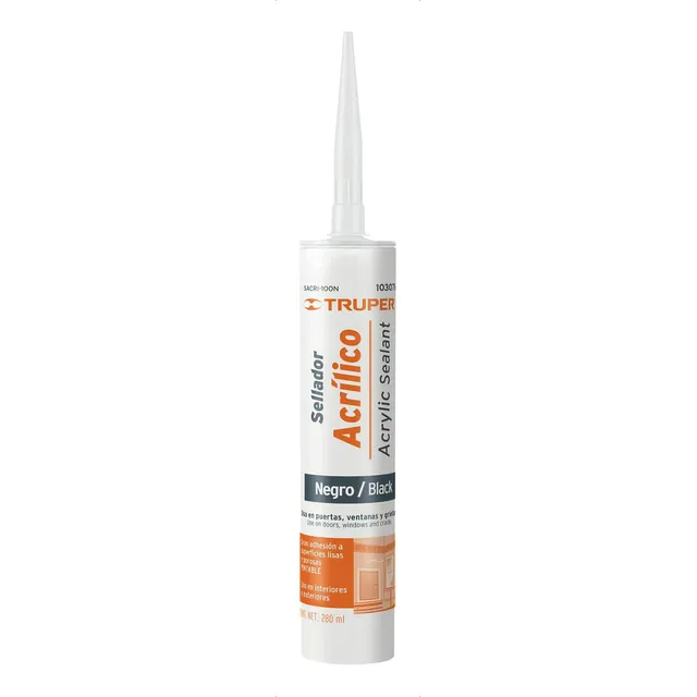 Sellador Acrílico De 280 Ml, Negro, Truper 103076