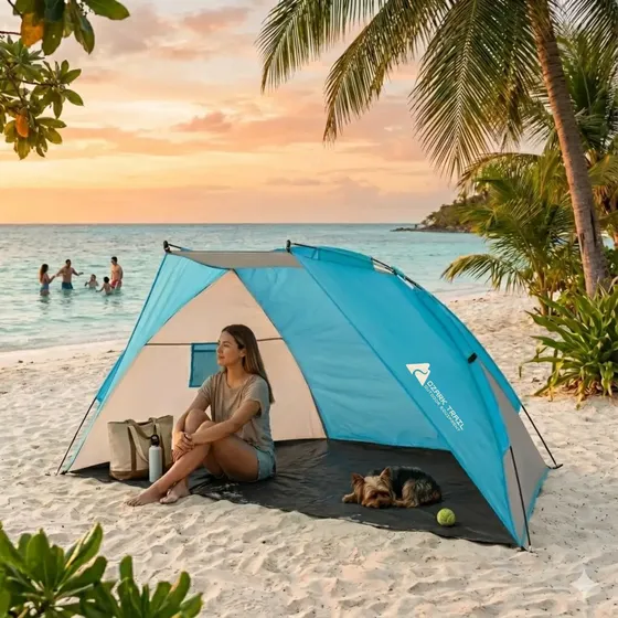 1/2 Carpa Playa Uv 30 2 Personas Paraviento 220x105x94 Campi