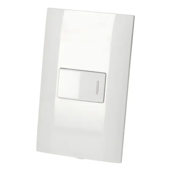 Placa 1 Interruptor 1/3 3 Vias, Americana, Blanco Surtek Corriente nominal 10 A Voltaje nominal 120V