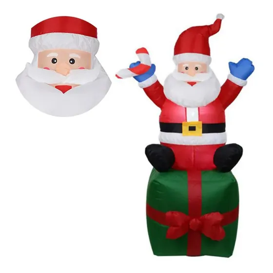 Papai Noel Natal Decoracao Caixa Presente Inflavel 1 Metro E 80cm