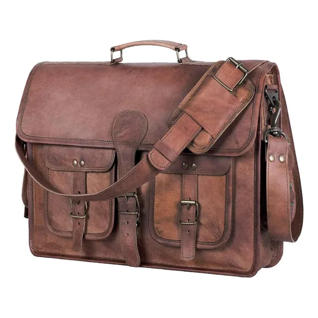 Kpl - Maletín De Cuero Para Laptop De 18 Pulgadas Unisex
