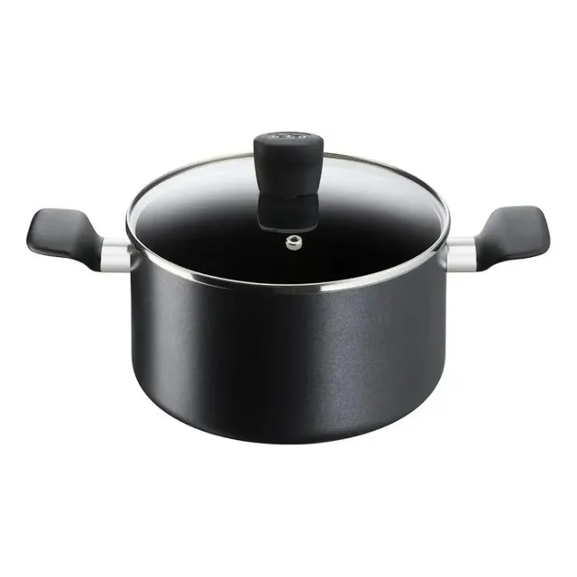T-fal Olla Con Tapa De 22 Cm Super Cook Color Negro