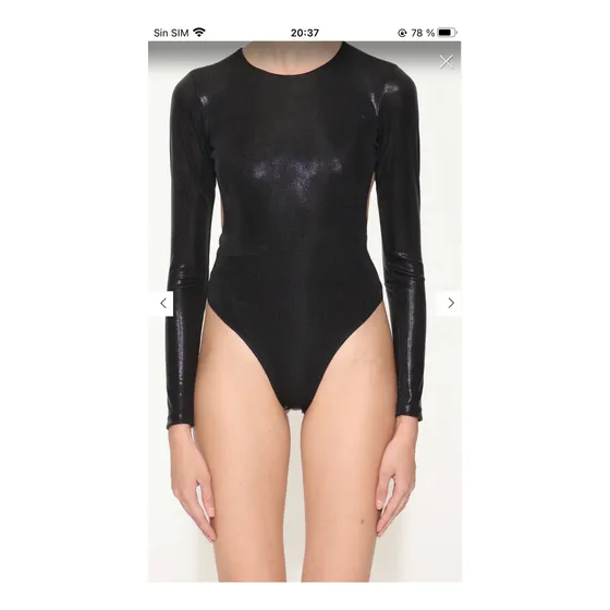 Top Body Lurex Brillo Negro Manga Larga - Small Negro S