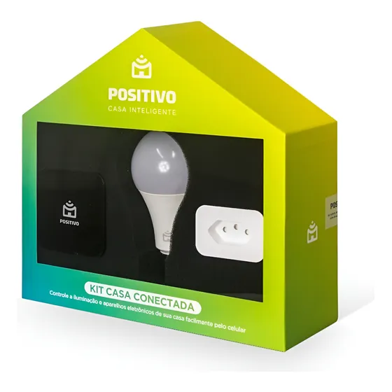 Kit Casa Conectada Positivo Casa Inteligente, 3 Itens (1x Smart Controle Universal, 1x Smart Plug Wi-Fi, 1x Smart Lâmpada Wi-Fi), Bivolt, Compatível com Alexa e Google