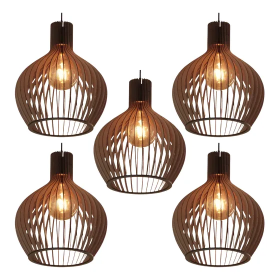 05 Lustre De Madeira Modelo Rustico Vintage Retro Marrom