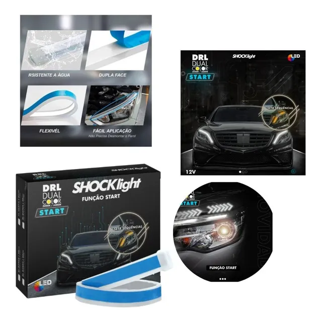 Kit Fita Led - Farol/ Tunning - Drl + Seta Sequencial -60cm 