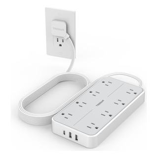Enchufe Inteligente Tessan C/8 Tomas, 3 Usb, Blanco, 10 Ft Enchufe Inteligente Tessan C/8 Tomas, 3 Usb, Blanco, 10 Ft