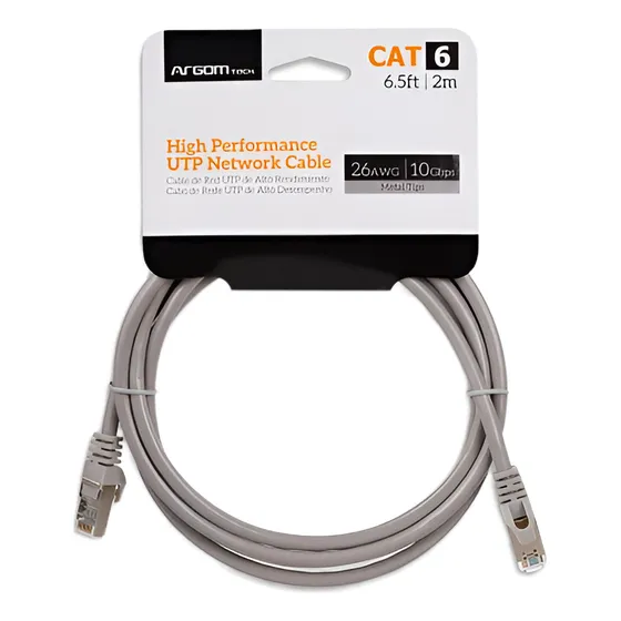 Patch Cord Cable Argom Utp Cat6e 10gbps 2m Puntasmetal Gris