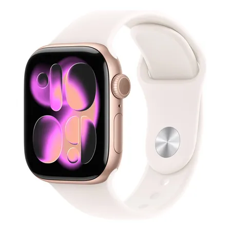 Apple Watch Series 11 GPS • Caja de aluminio color oro rosa de 42 mm • Correa deportiva rosa rubor – S/M - Distribuidor Autorizado