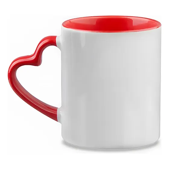 Taza 11 Oz Blanca Con Interior Rojo Y Asa De Corazón (caja)