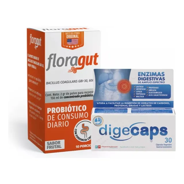 Digecaps Enzimas Digestivas + Floragut Probiotico