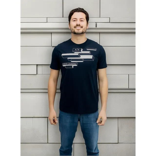 Playera Armani Exchange Mod. 3lzthn-zjh4z Color Azul Marino
