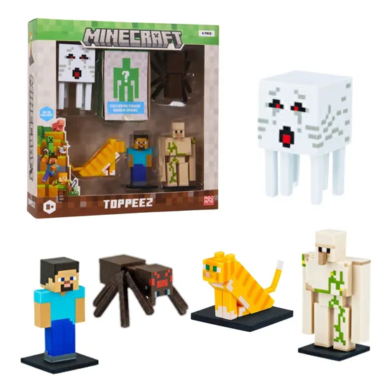 Minecraft Pack 5 Mini Figuras Do Ghast E Uma Figura Supressa