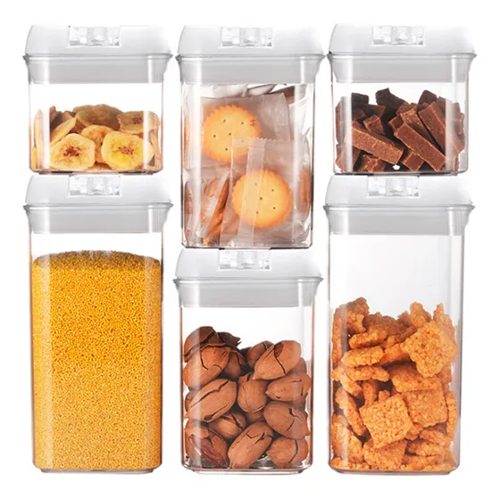 Set x6 Frascos Herméticos Gadnic Apilables Plásticos Transparentes