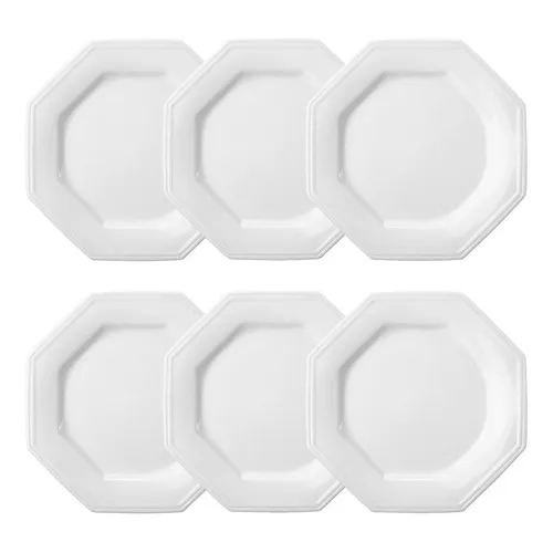 Conjunto 6 Pratos Rasos Prisma Porcelana 1a Linha - Schmidt