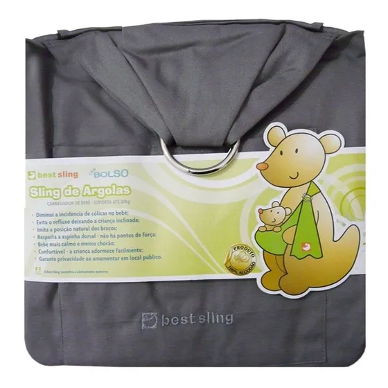Sling De Argola Best Sling Liso Com Bolso Grafite