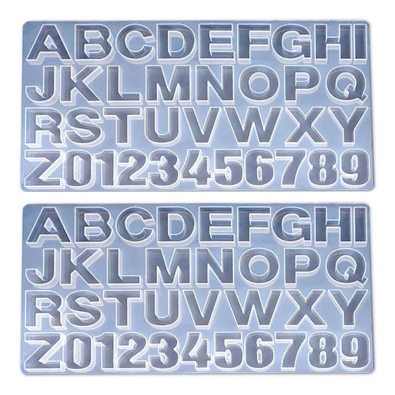2x Molde De Silicone Alfabeto Chaveiro Letra Resina Epóxi Cor Transparente
