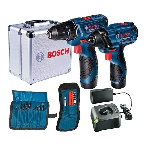 Taladro Atornillador Gsr 120 + Impacto Gdr 120 Bosch 12v Color Azul