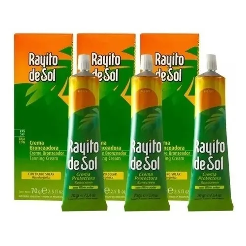 Kit C/ 3 Unidades Bronzeador Rayito De Sol Creme Fps 6 70g 