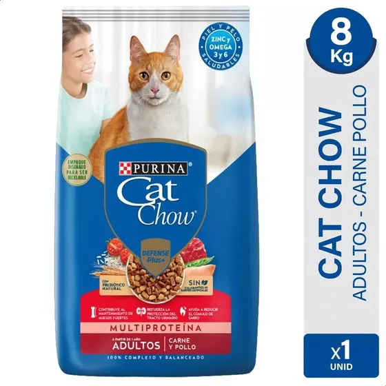 Cat Chow Adultos Sabor Carne Y Pollo 8 Kg