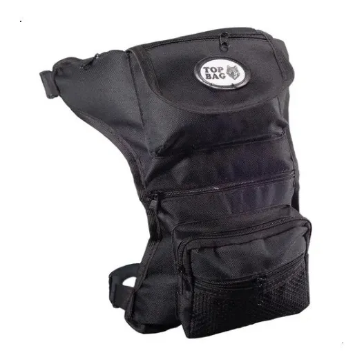 Pochete cartucheira de perna Top Bag motoboy camping trilha rave cor preto