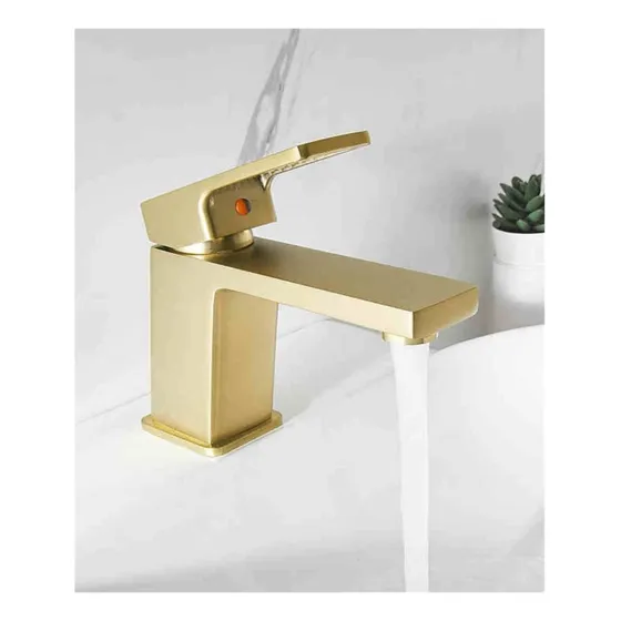 Grifo Mezclador Para Lavabo Baño Cepillo Dorado Laton Un