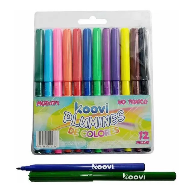 6 Sets De Plumón Económico Koovi Colores Brillantes Punta2mm