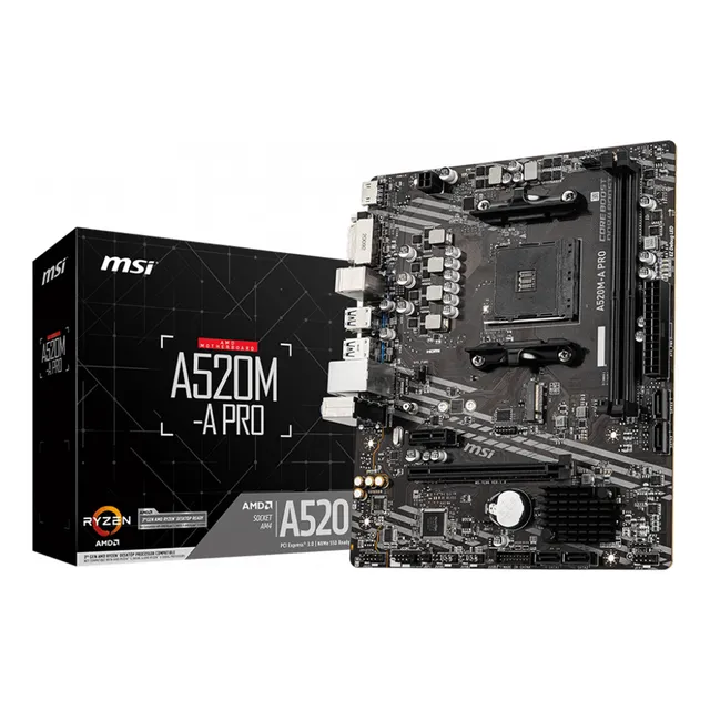 Tarjeta Madre Msi A520m-a Pro Socket Am4 Ddr4 Micro Atx Color Negro