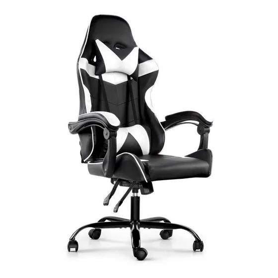 Silla Gamer Lumax Rom Negro/Blanco tapizado de Piel sintética