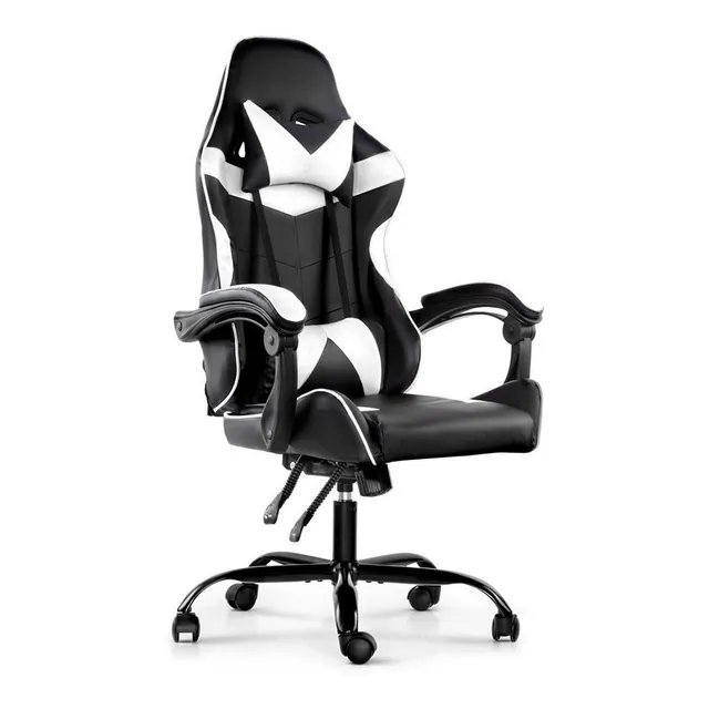 Silla Gamer Lumax Rom Negro/Blanco tapizado de Piel sintética