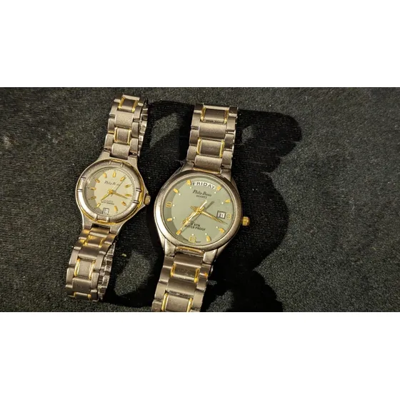 Pareja De Relojes Philip Persio De Titanio Japoneses Genuino