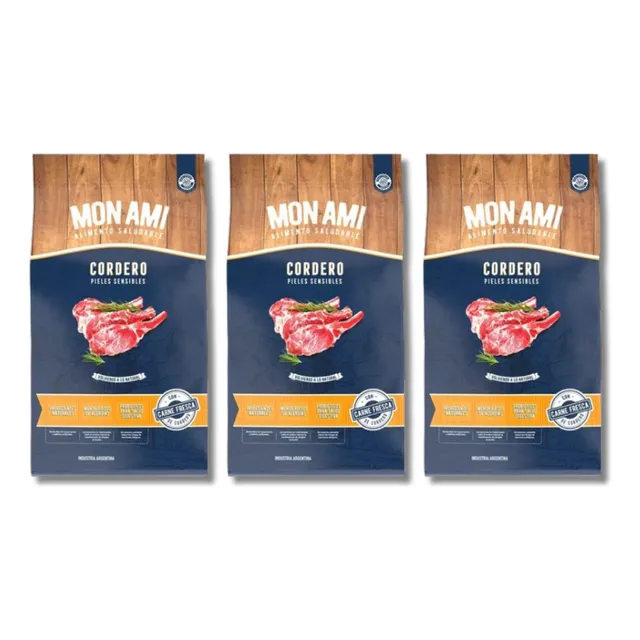 Alimento Balanceado Para Perros Mon Ami Cordero 3 Kg X3