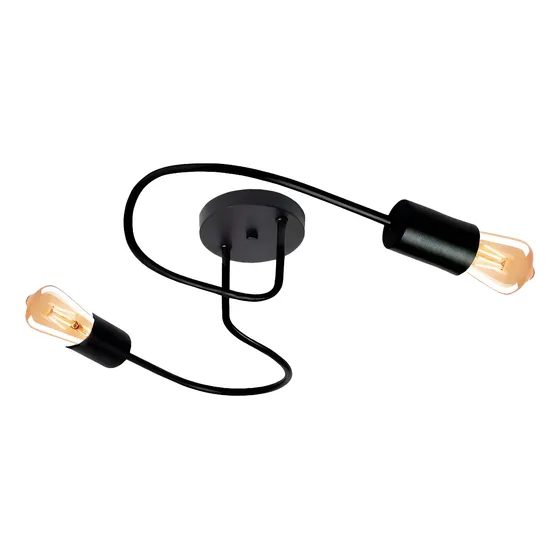 Lampara Araña Techo Moderna X2 Luces Brazos Hierro Negra E27