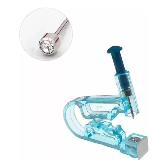 Abridores De Oreja Piercing Pistola Perforadora Aro Incluido Color Celeste