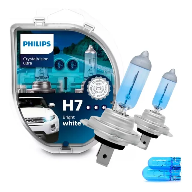 Lâmpada Philips Crystal Vision Ultra H7 Super Branca E Pingo