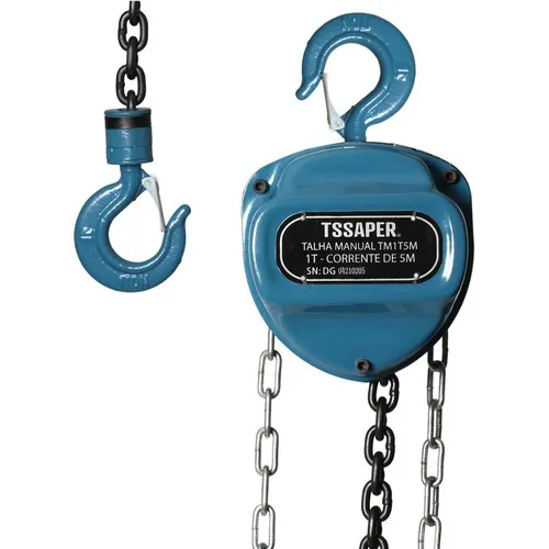 Talha Manual 1 Tonelada 1000kg Com Corrente 5 Metros com Freio duplo Tssaper
