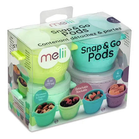 Pack 4 Contenedores Snacks Colación 177 Ml Bebe Niños /melii Color Variados