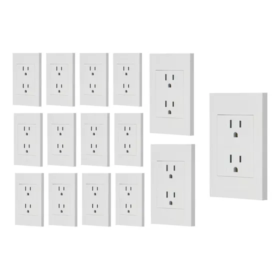 Kit De 15 Placas Contactos Dúplex 127 V, Color Blanco