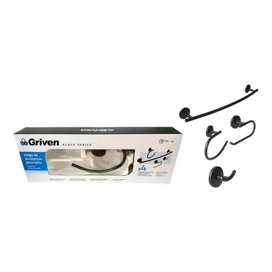 Accesorio De Baño 4 Piezas Metalico Griven Negro