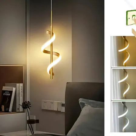 Luminária Pendente Led Espiral Moderna Dourada 110v - 220v Dourado
