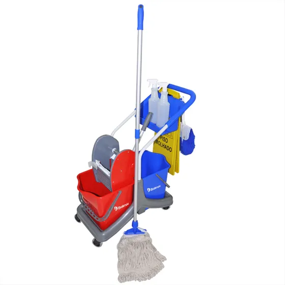Kit Limpeza Bralimpia Profissional Mop Carrinho Doblô