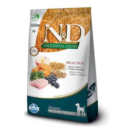 Ração Seca N&D Ancestral Selection para Cães Adultos de Raças Médias 15 kg