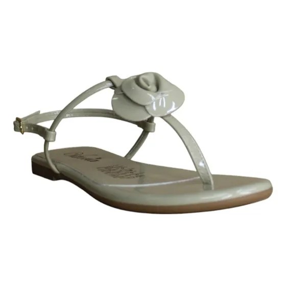 Sandalia T-strap Flor Metálica Vittoria