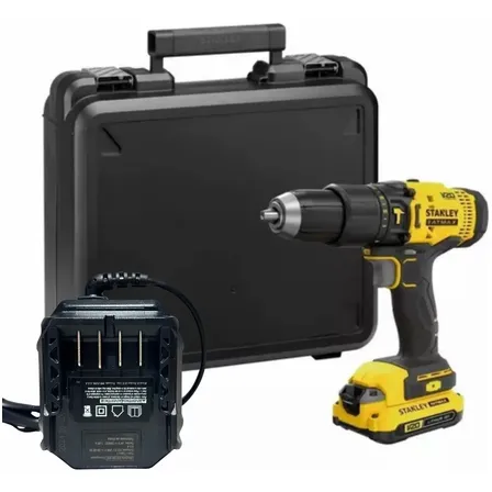 Parafusadeira E Furadeira De Impacto 13mm 20v Stanley Scd711c1k Com Bateria, Carregador E Maleta Amarelo