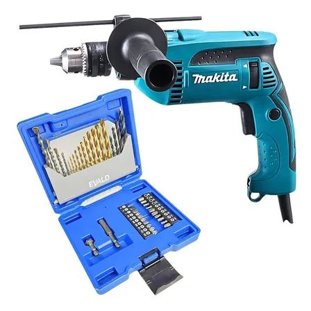 Furadeira 1/2 Pol 760w Makita Estojo 41 Peças Evald Cor Azul 127v