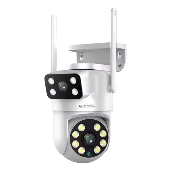 Cámara Domo Hlc Seguridad 3mp Wi-fi Doble Lente Blanca