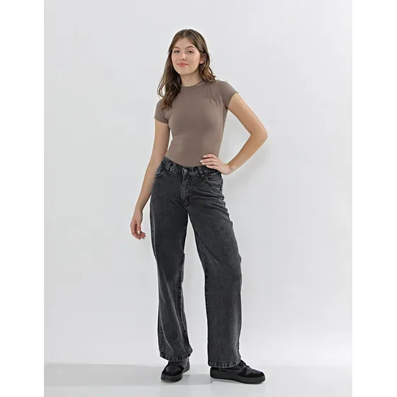 Jean Osadas Pantalon Mom Wide Leg Dama Tiro Medio Bajo