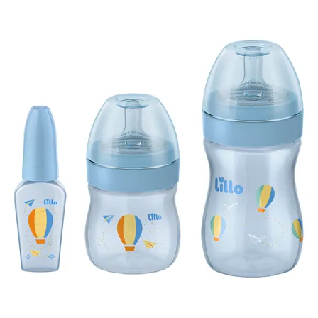 Kit Mamadeira Bebê Lillo Evolution  Azul Menino Bico Macio